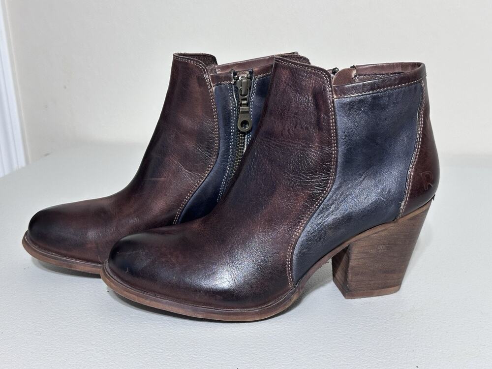 Roan by Bed Stu Carola Women Sz 8.5 Shoes Brown Black Leather Comfort Ankle Boot